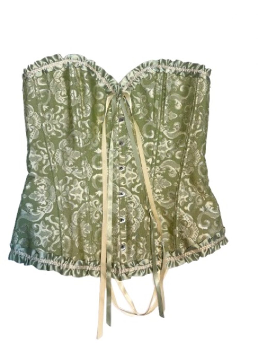 Palace Style Lace Up Body Shaping defines waist green satin xl - Picture 2 of 13